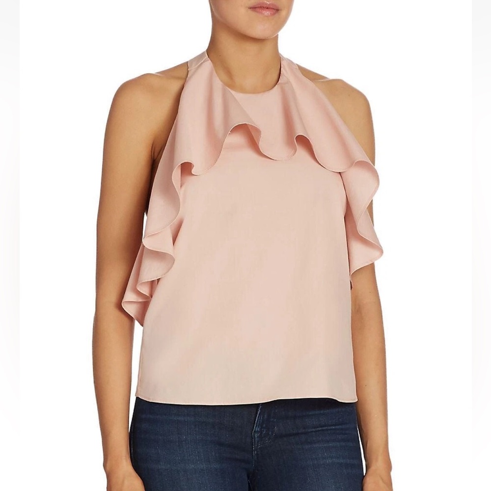 Alice + Olivia Blush Pink Ruffle Halter Blouse